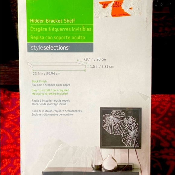 New w/Box WALLShelf & HiddenBrackets-Black/Dark Brown Finish-Complete/w Hardware - Picture 2 of 16